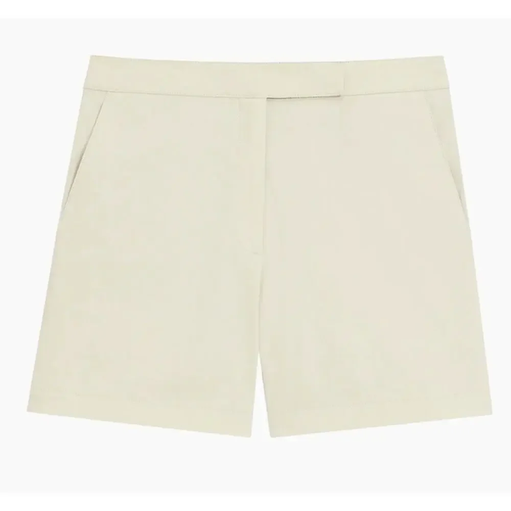 Theory Straight Leg Tab Linen Blend Shorts Size 14